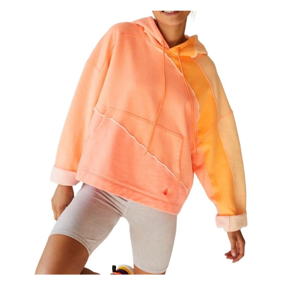 Free People FP Movement All Or Nothing Hoodie Neon Sunrise Combo Oversiz…